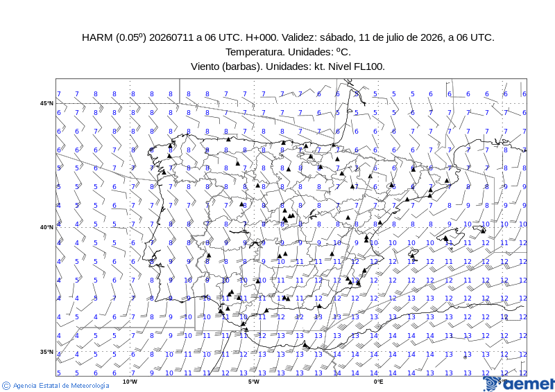 Spain wind chart FL100