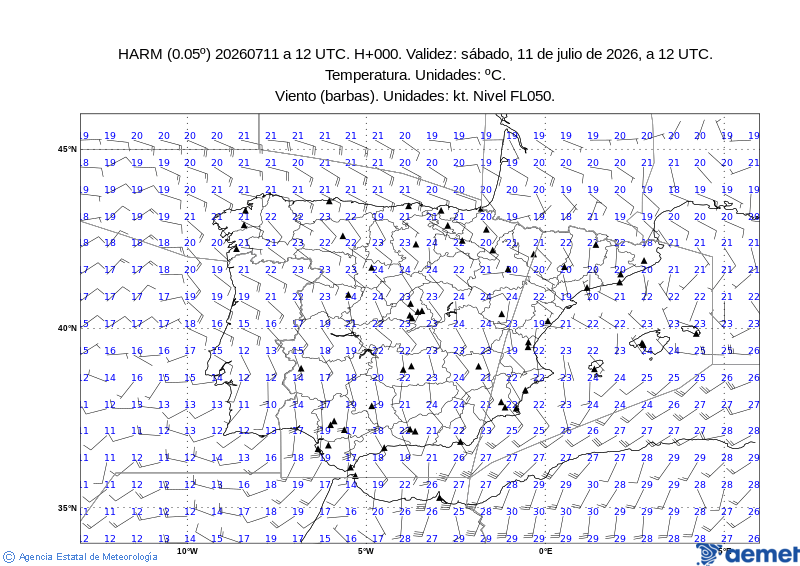 Spain wind chart FL050