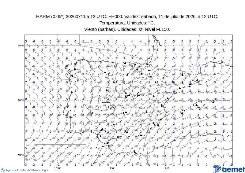 Spain wind chart FL150