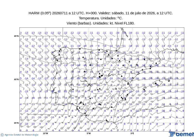 Spain wind chart FL180