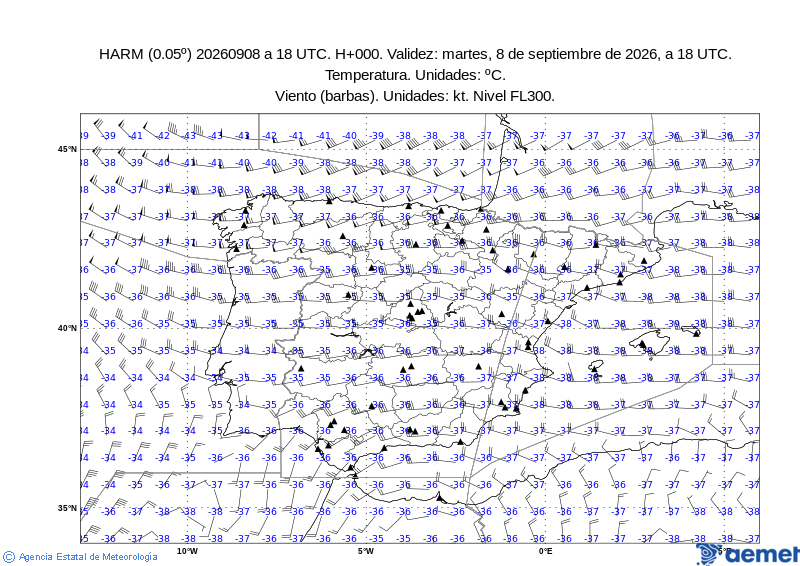 Spain wind chart FL300