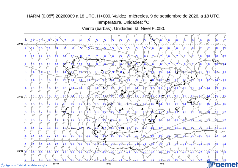 Spain wind chart FL050
