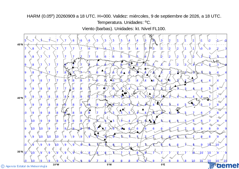 Spain wind chart FL100